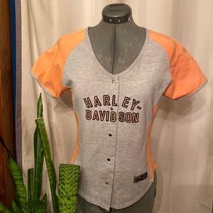 Harley Davidson Orange Jersey Style Top